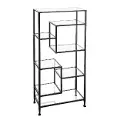 HZ1774 Jaymes Black Metal and Glass Asymmetrical Bookcase