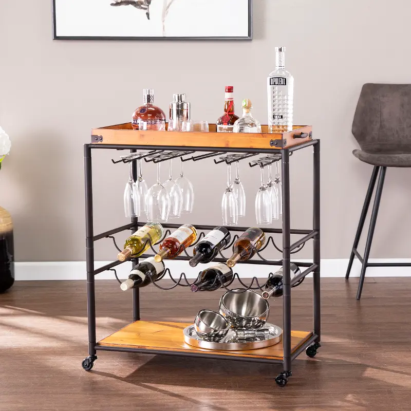 Mayson Wood & Metal Mobile Bar Cart
