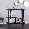 HZ2030 Holly & Martin Zhori Black Midcentury Modern Bar Cart