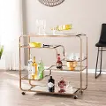 HZ2056 Maylynn Art Deco Champagne Mirrored Bar Cart