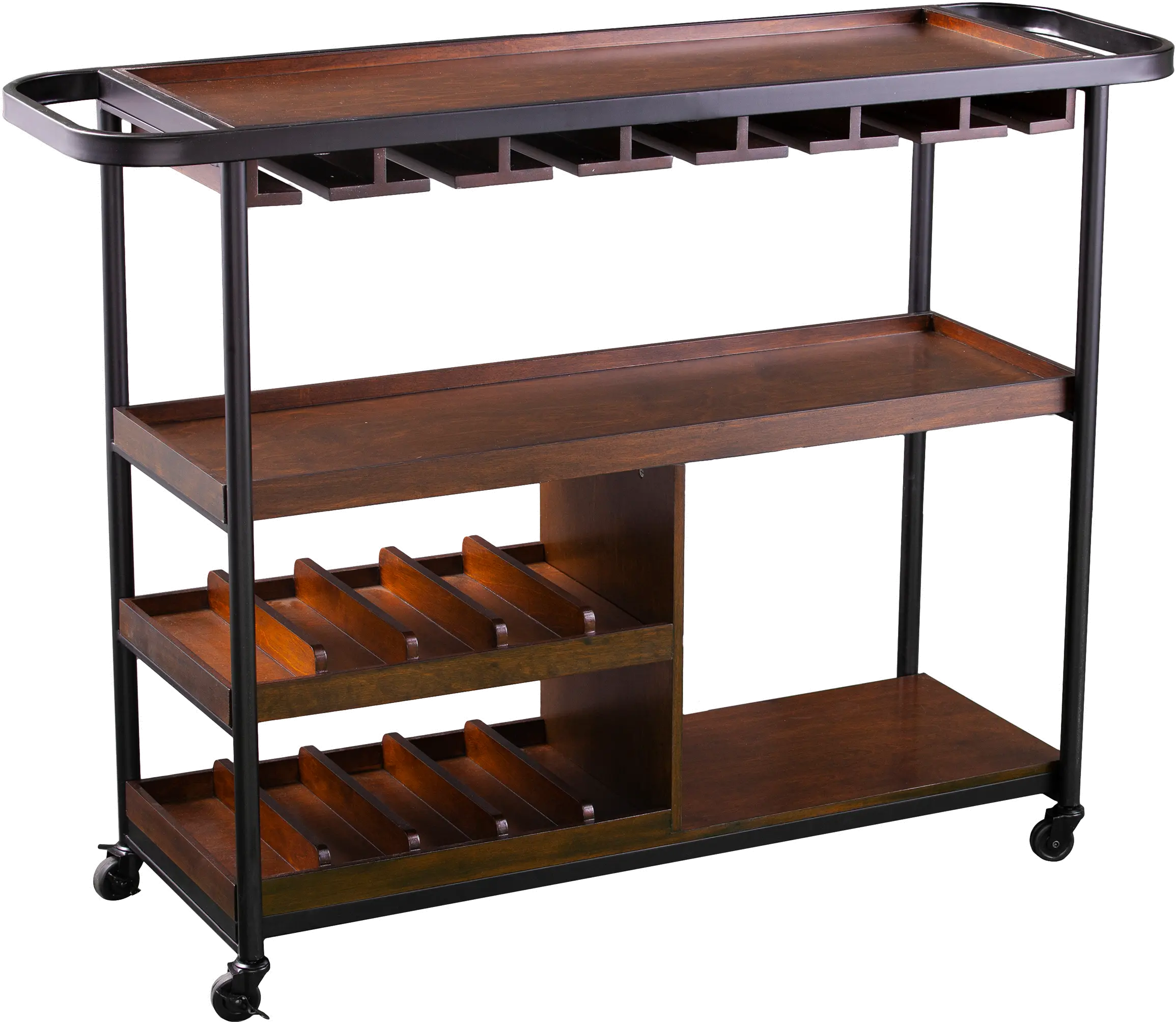 HZ2598 Tonsley Brown Rolling Wine Cart-5