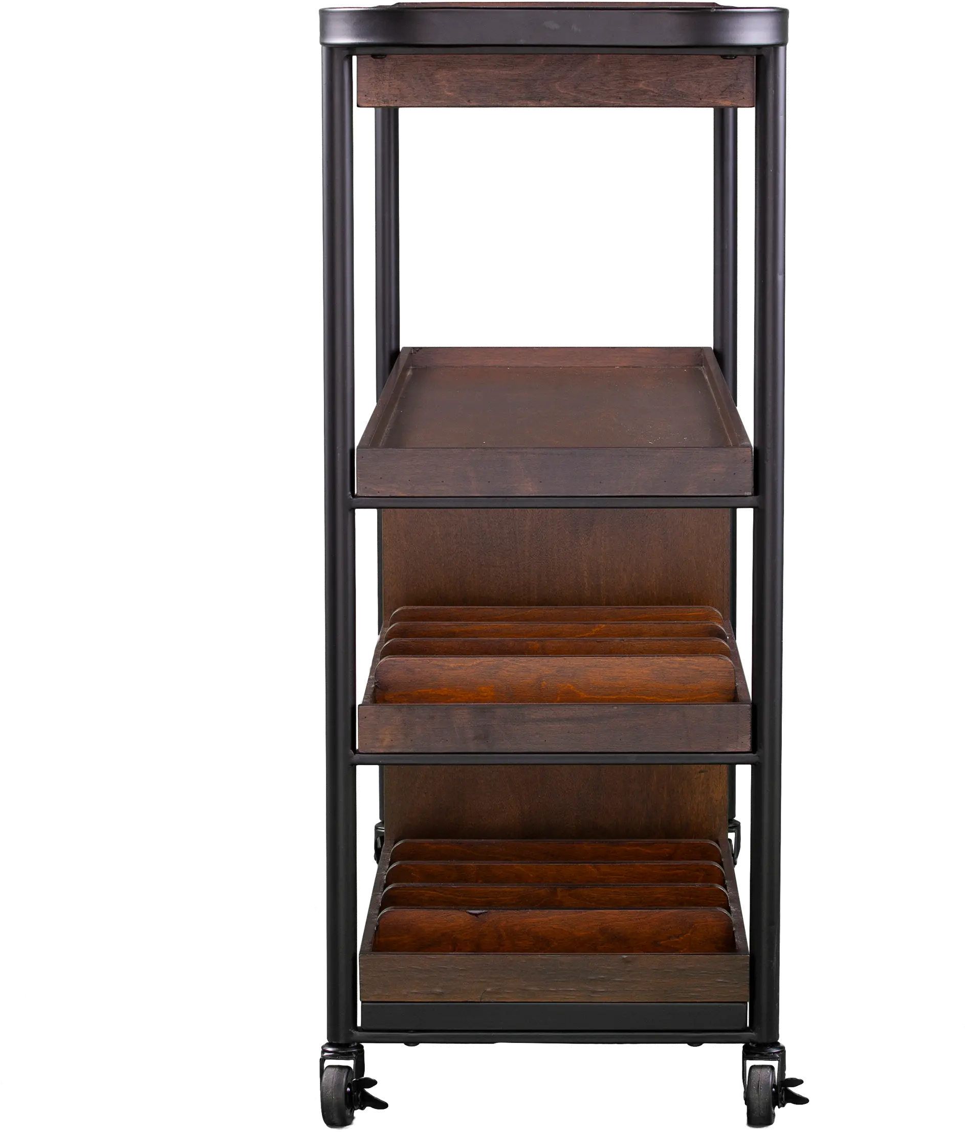 HZ2598 Tonsley Brown Rolling Wine Cart-6