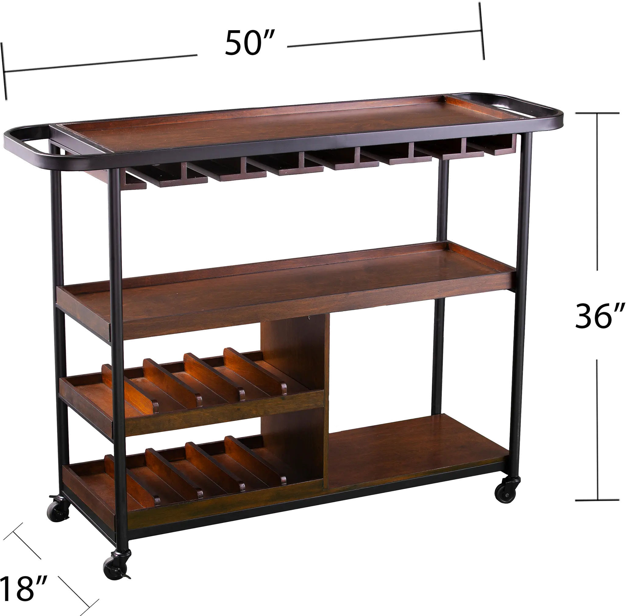 HZ2598 Tonsley Brown Rolling Wine Cart-7
