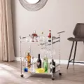 HZ3586 Ivers Chrome Metal Mirrored Bar Cart