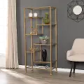 HZ5774 Jaymes Gold Metal & Glass Asymmetrical Bookcase