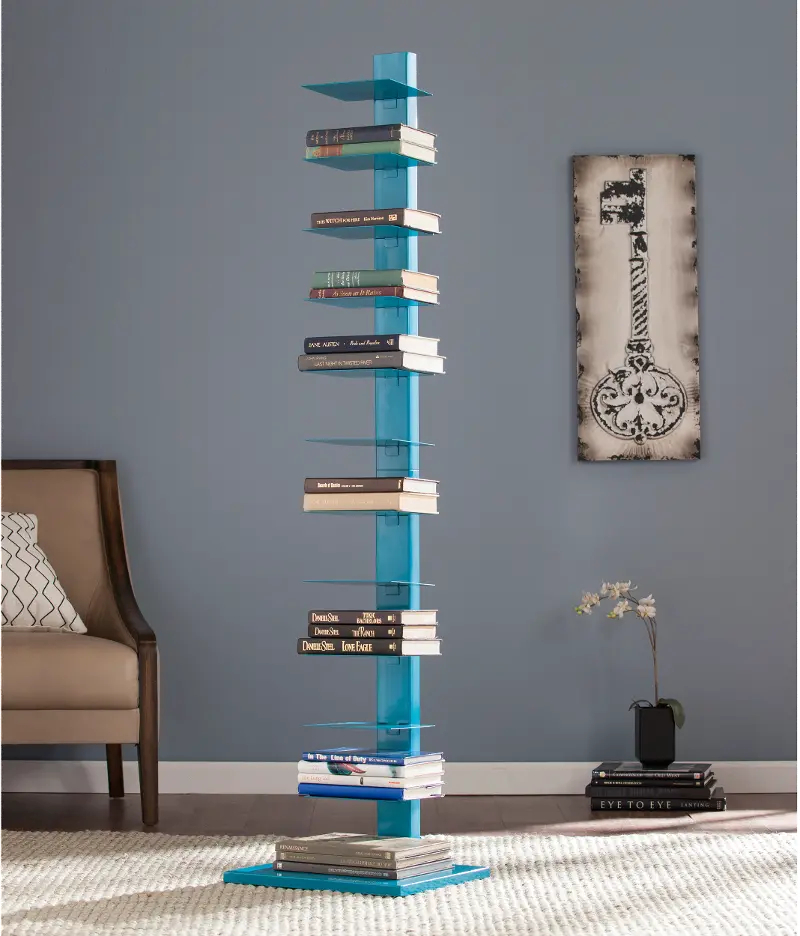 Stewartby Bright Blue Spine Tower Bookshelf | RC Willey