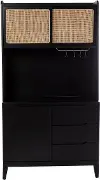 KA1096212 Carondale Black and Rattan Buffet Cabinet with Hutch