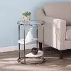 OC1081906 Ledermore Round Glass and Faux Stone Side Table