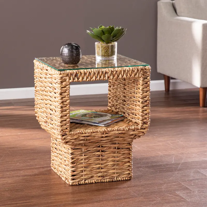 Pallston Water Hyacinth Square Accent Table