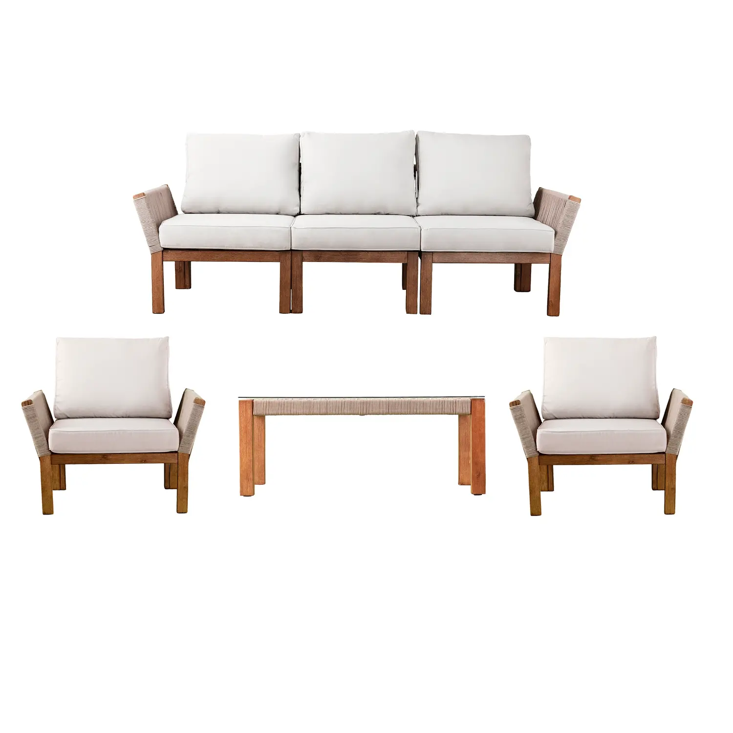OD10893 Brendina Natural & White 4 Piece Outdoor Seating Set-1