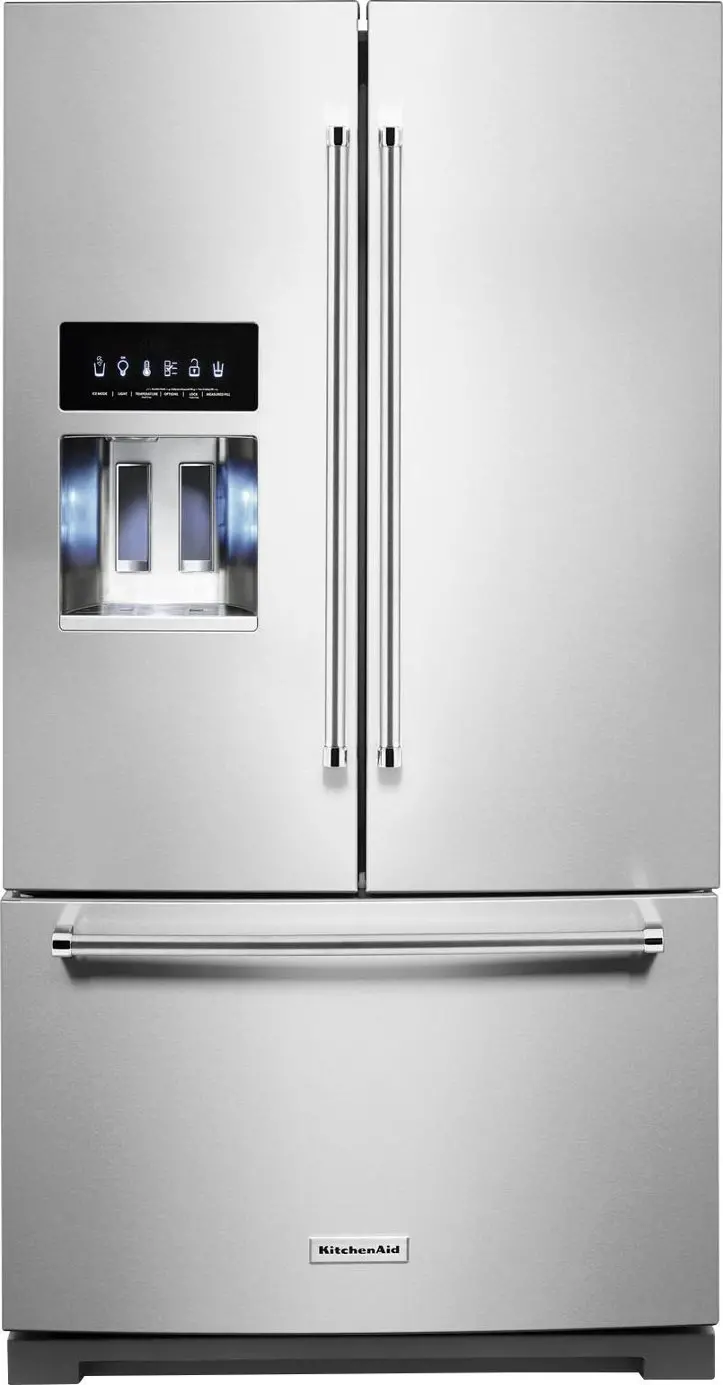 KRFF577KPS KitchenAid 27 Cu. Ft. 3-Door Refrigerator with External Ice and Water Dispenser – Stainless Steel-1