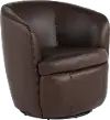 Barolo Dark Brown Leather Swivel Club Chair
