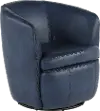 Barolo Navy Blue Leather Swivel Club Chair