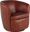 Barolo Whiskey Brown Leather Swivel Club Chair