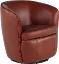 Barolo Whiskey Brown Leather Swivel Club Chair
