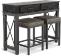 Manchester Black and Nickel 3 Piece Bistro Dining Set