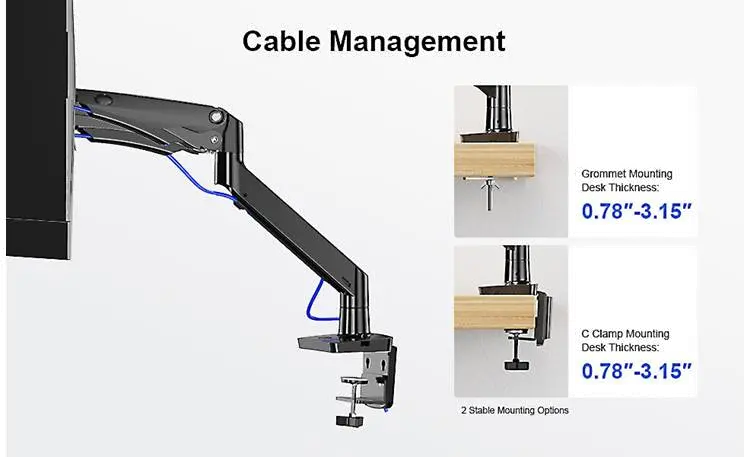 ErgoAV Gas Spring Mounting Arm For Monitors 13 to 34 -4