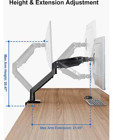 ErgoAV Gas Spring Mounting Arm For Monitors 13 to 34 -1