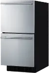 Summit 15  Wide Double Drawer Refrigerator - Stainless Steel
