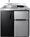 Summit 36  Wide All-In-One Kitchenette - Black & Stainless Steel