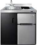 Summit 36 Wide All-In-One Kitchenette - Black & Stainless Steel