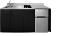 Summit 72 Wide All-In-One Kitchenette - Black & Stainless Steel