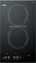 Summit 12 Wide 230V 2-Burner Electric Cooktop - Black