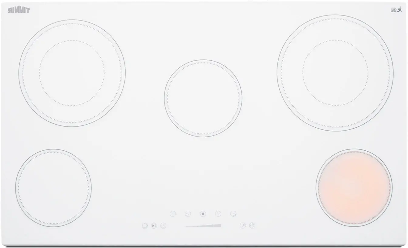 Summit 36 Wide 208-240V 5-Burner Electric Cooktop - White-2
