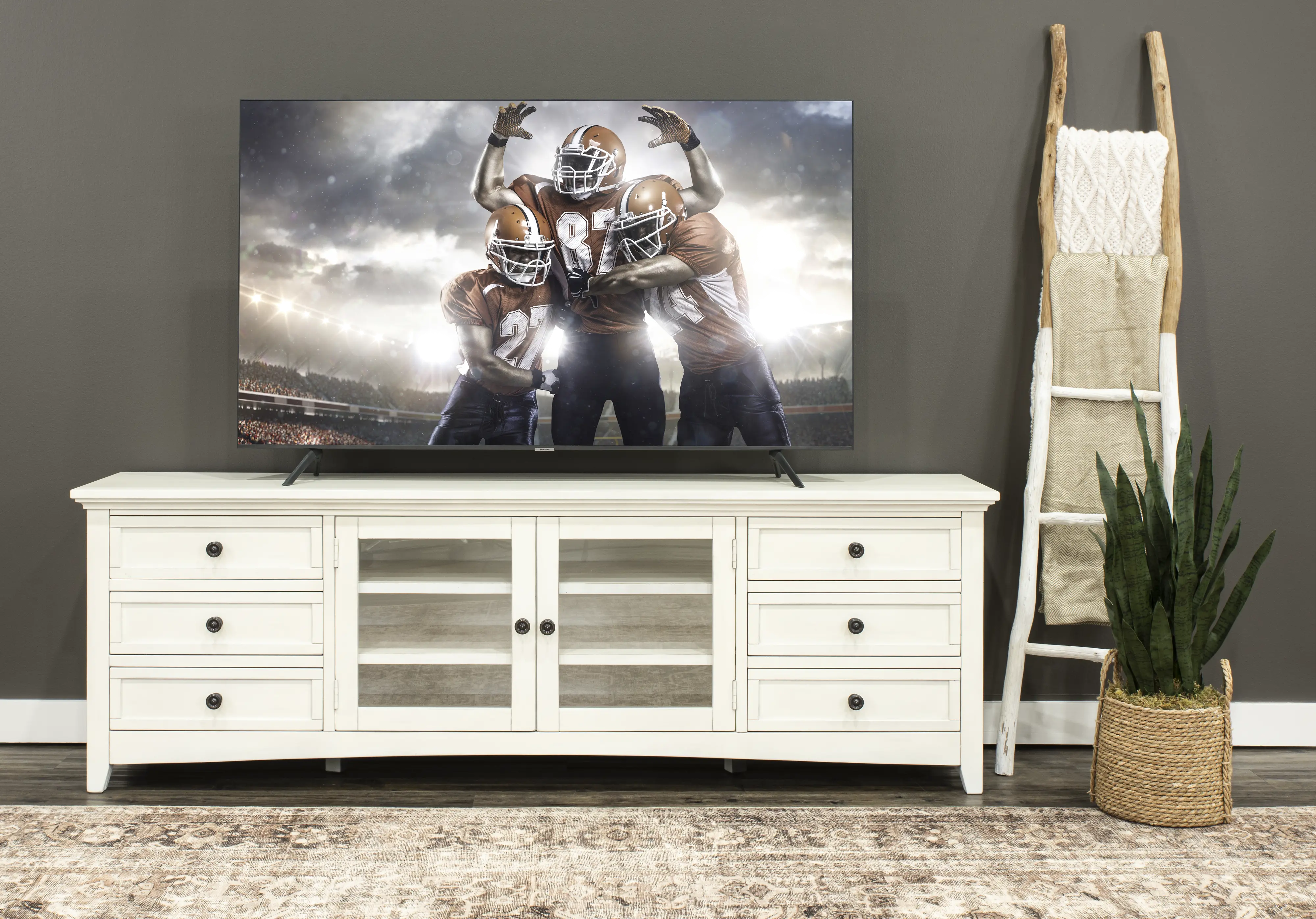 Marlo Marble White 82 TV Stand-2