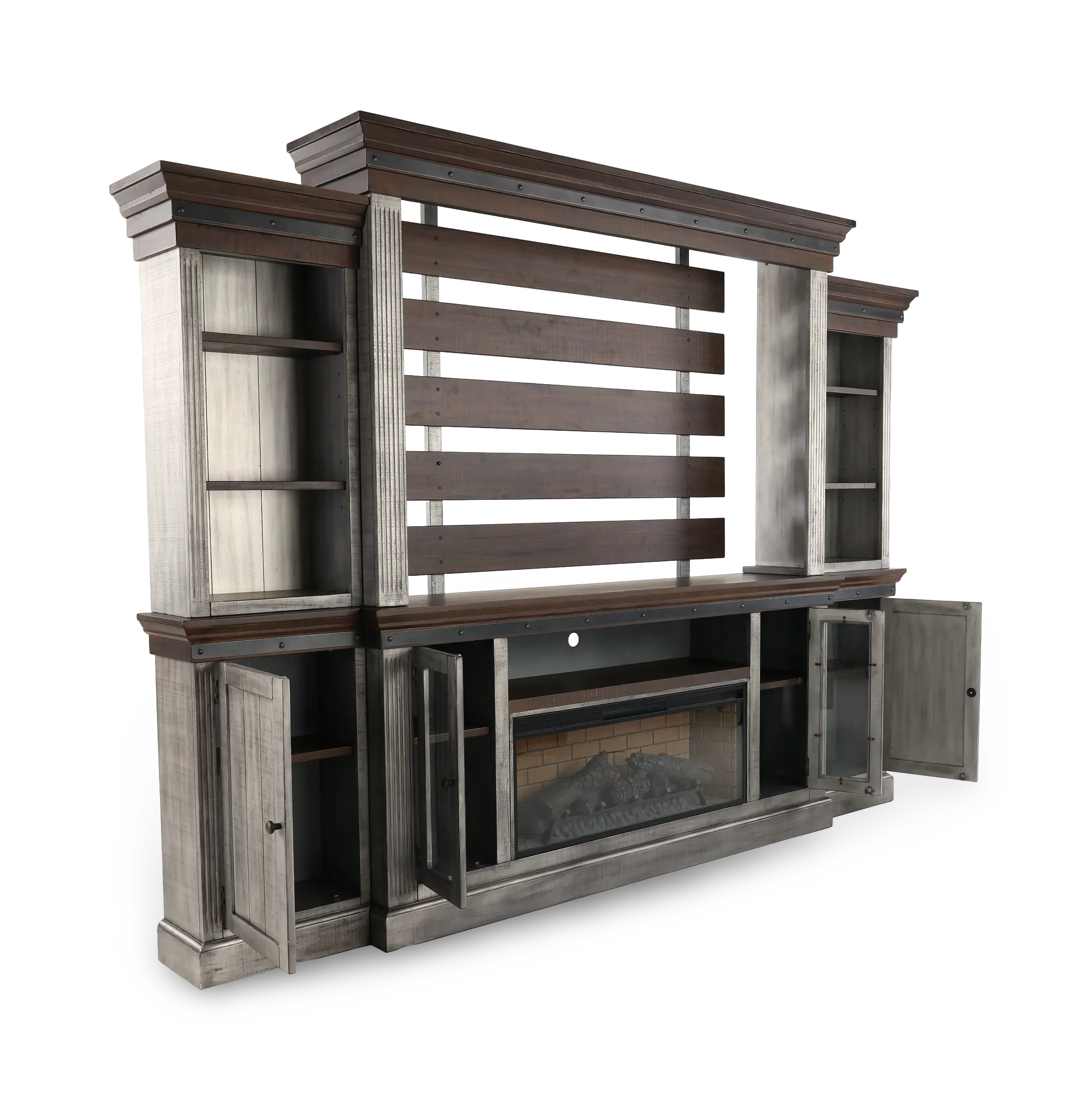 Avalon Gray Fireplace Entertainment Center-5