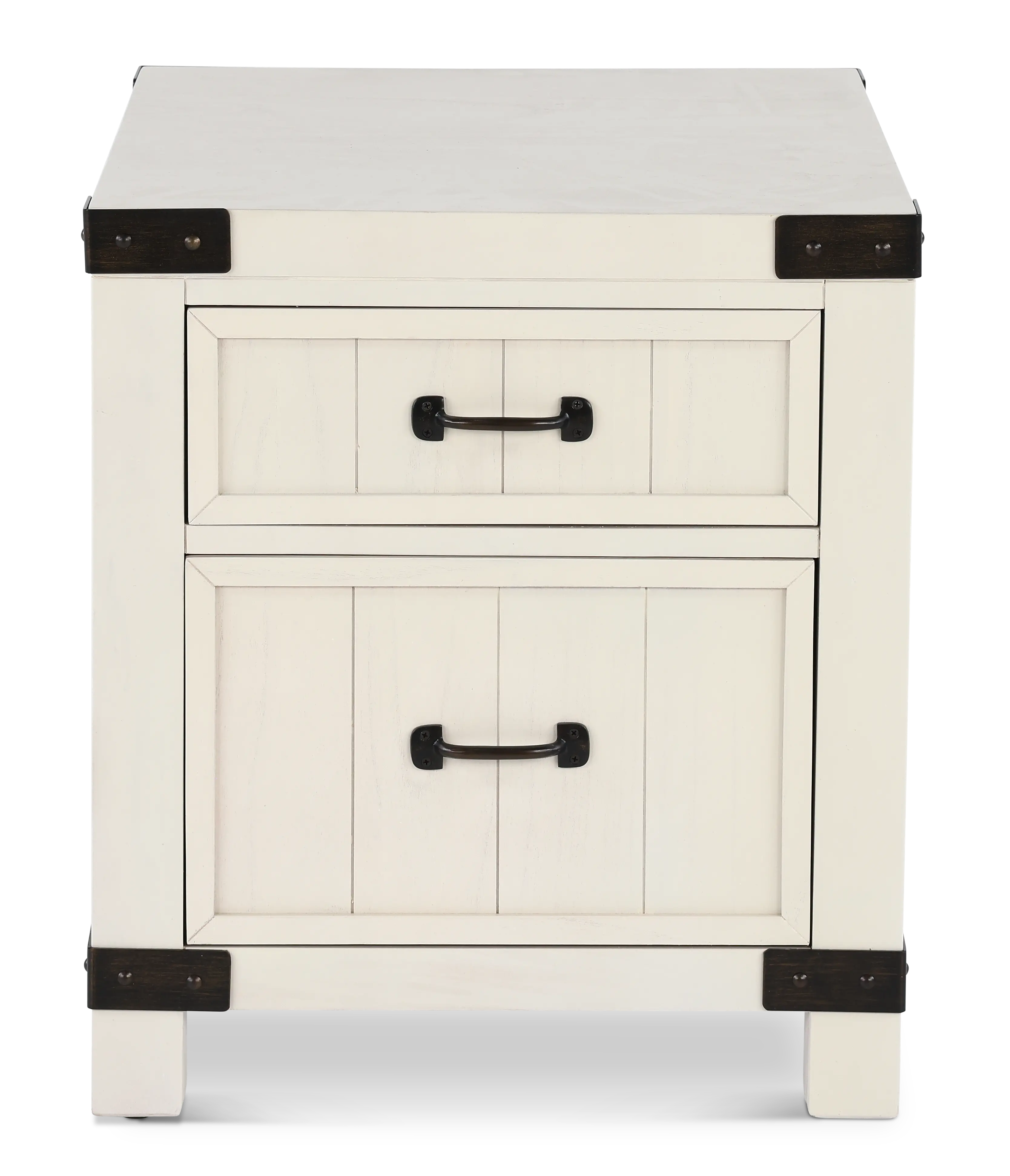 White River White Two Drawer End Table-1