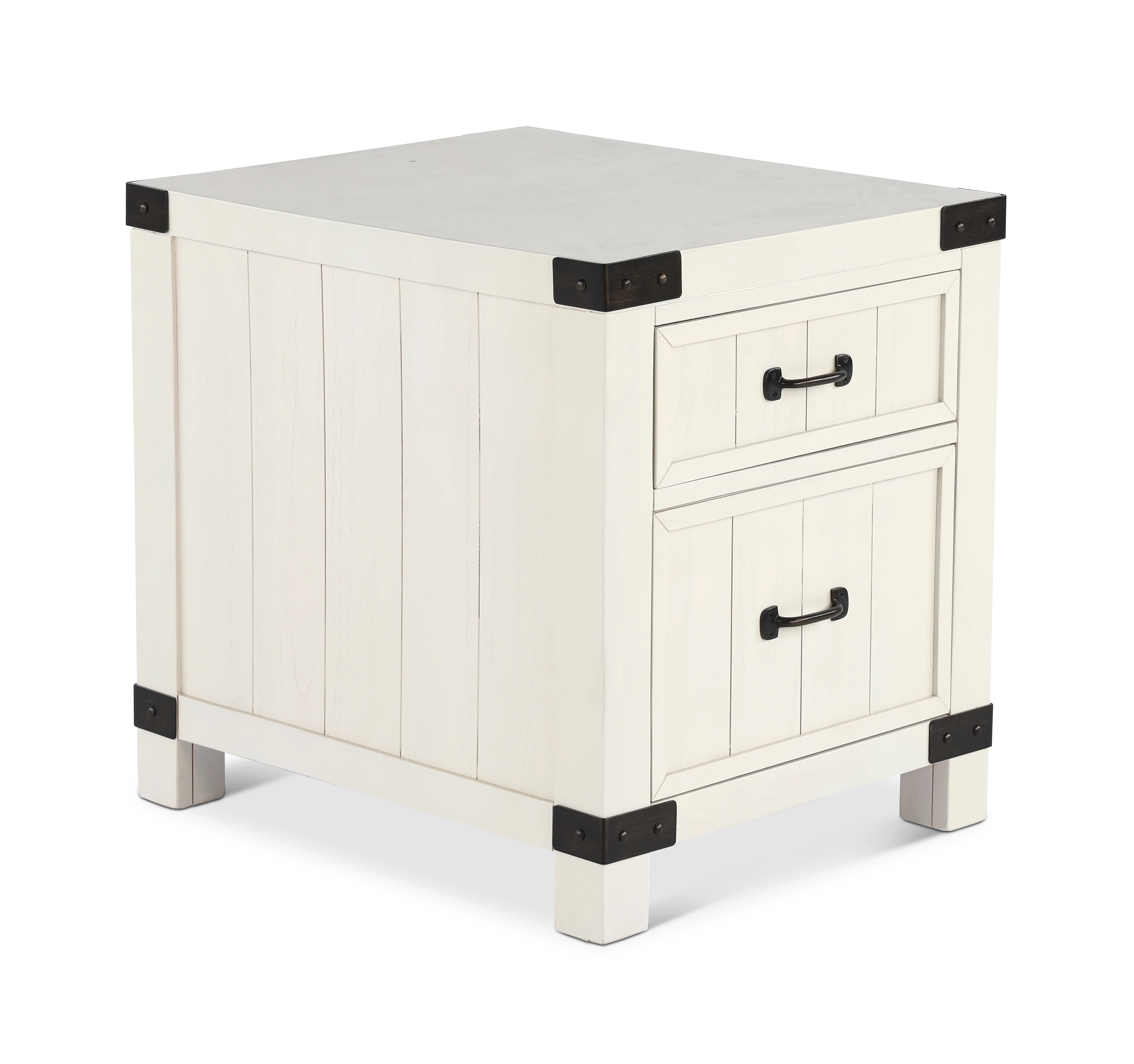 White River White Two Drawer End Table-2