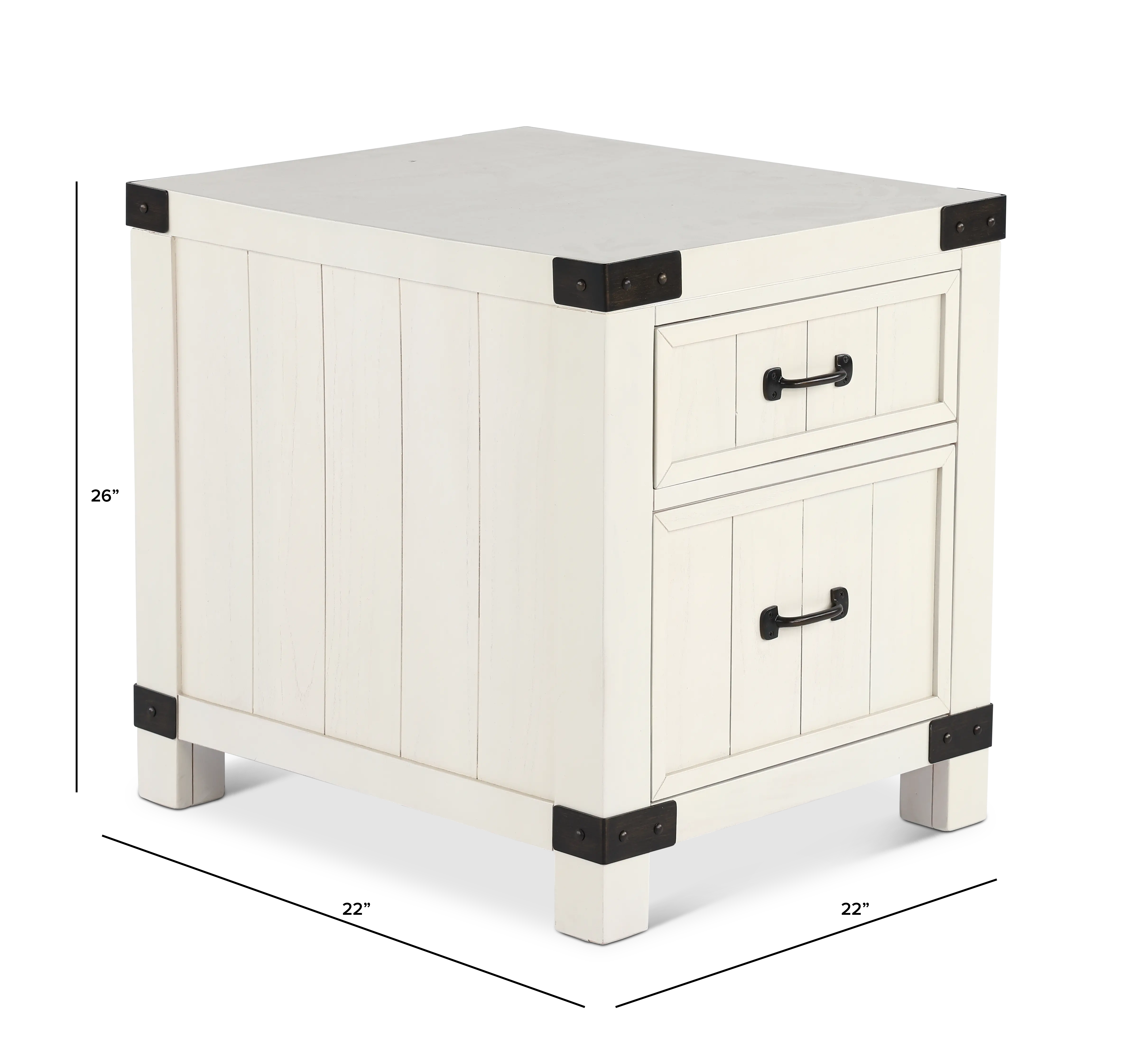 White River White Two Drawer End Table-3