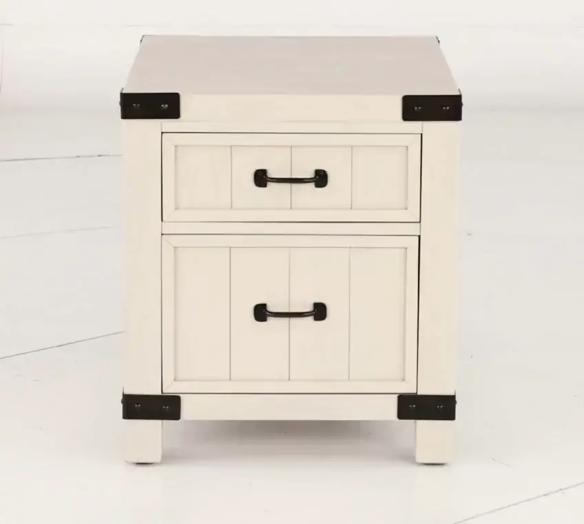 White River White Two Drawer End Table-4