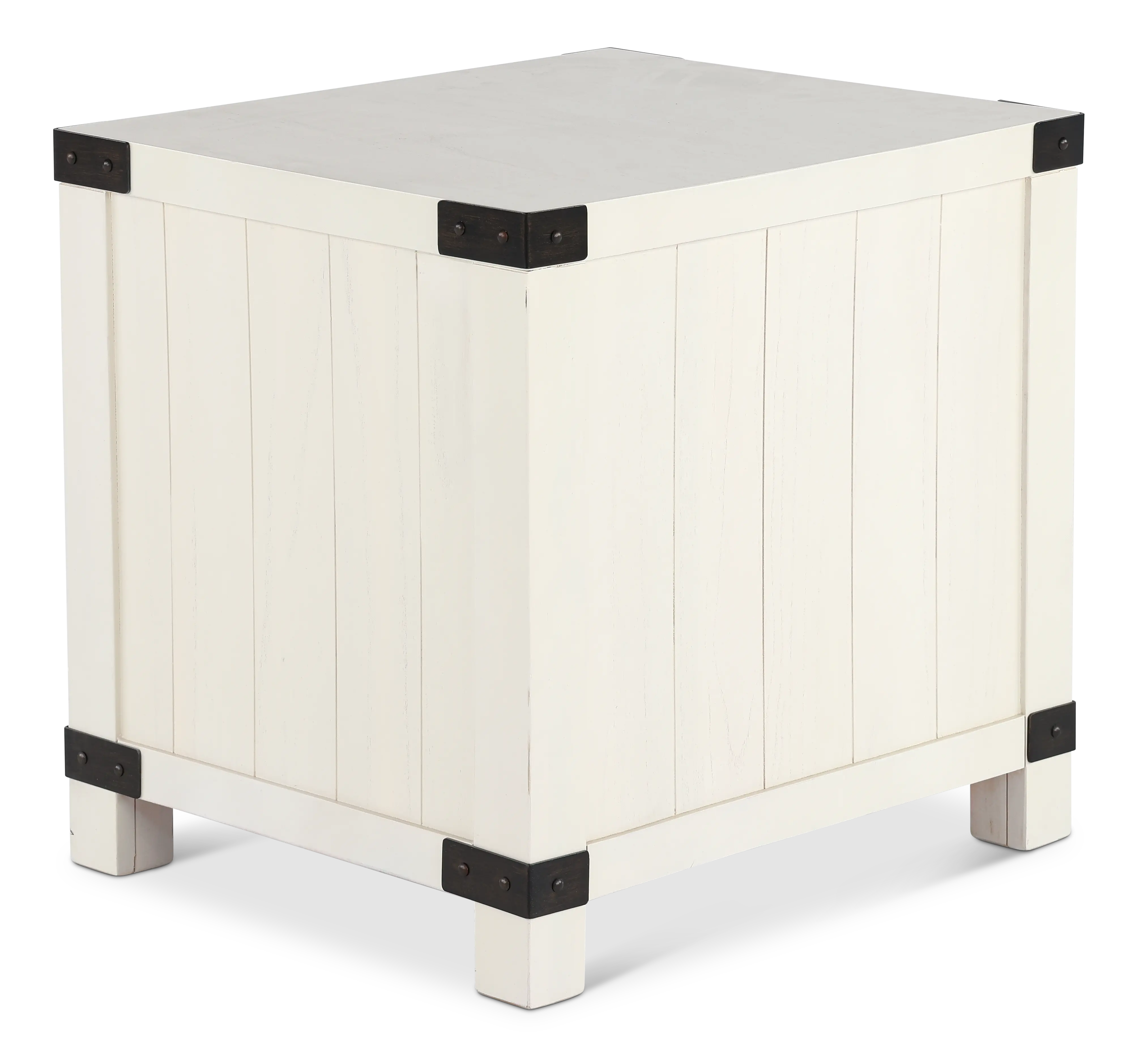 White River White Two Drawer End Table-5