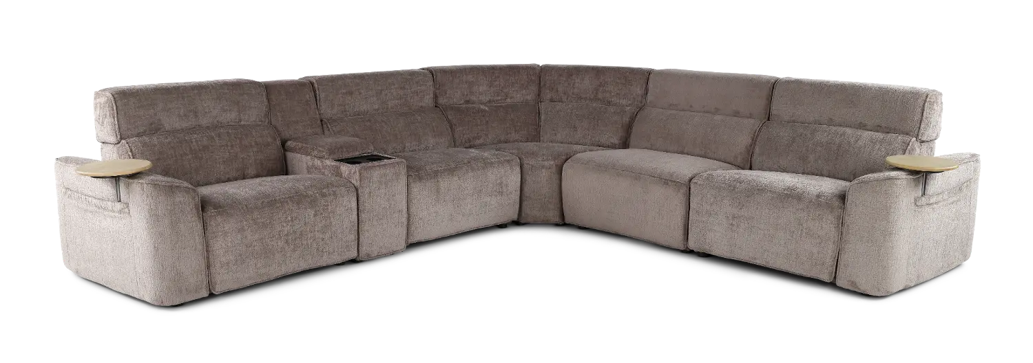 Alora Truffle Brown 6-Piece Power Reclining Sectional-1