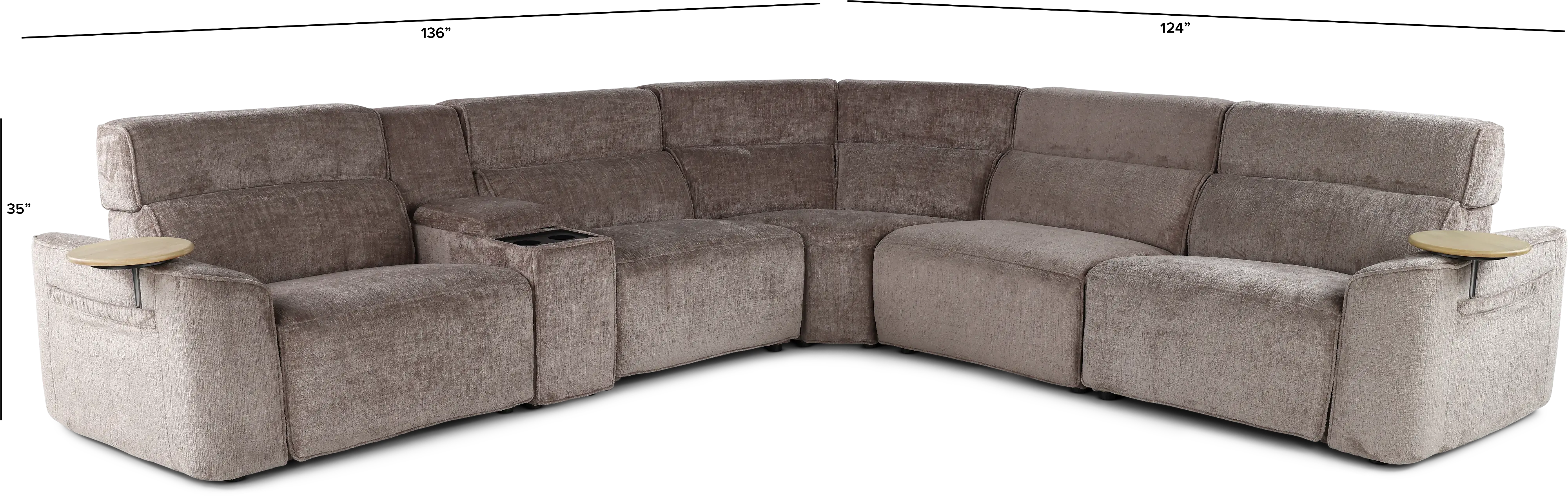 Alora Truffle Brown 6-Piece Power Reclining Sectional-3