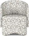 Portico White and Brown Upholstered Barrel Dining Chair