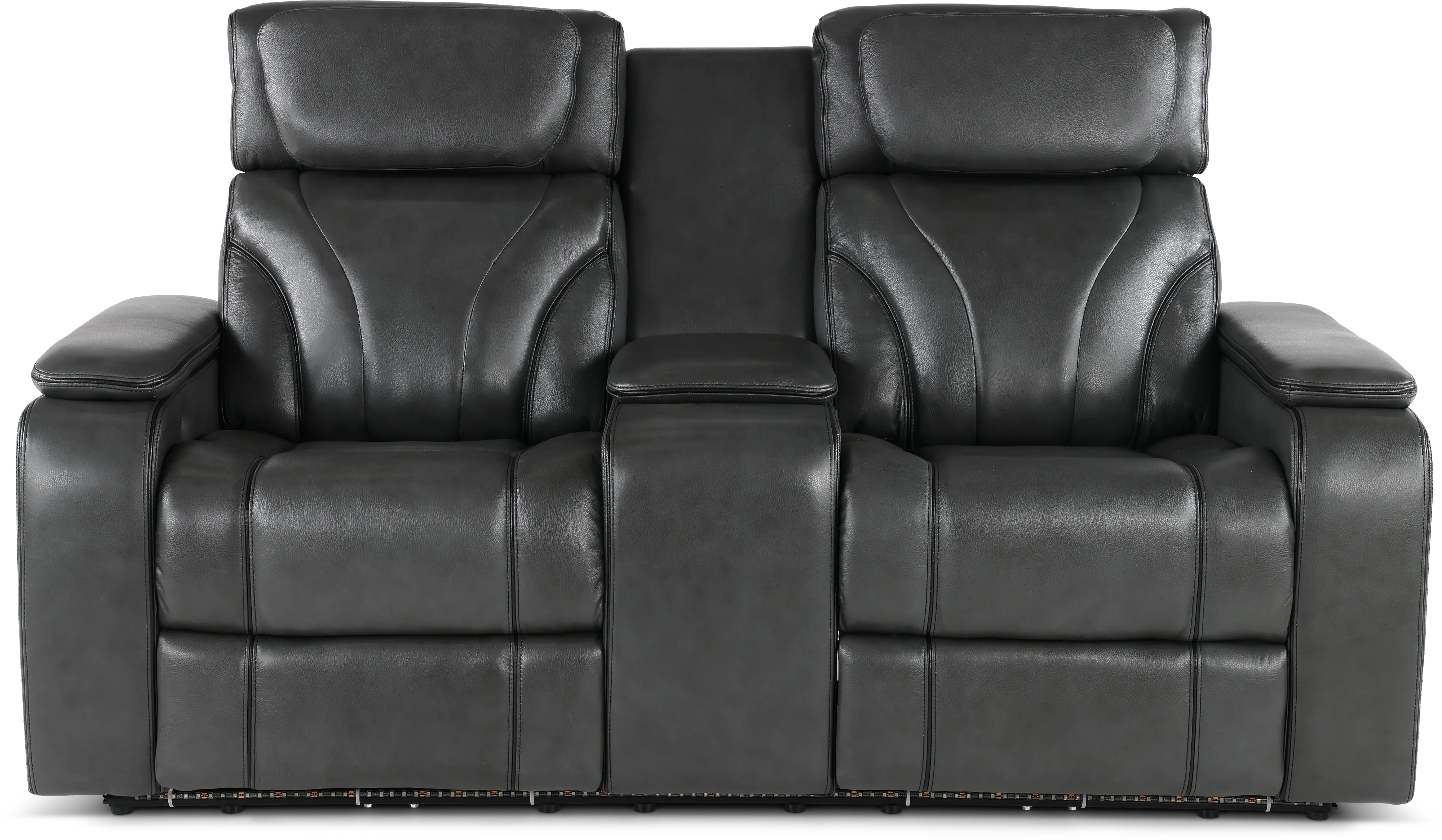 Arya Gray Power Reclining Loveseat with Power Headrests, Massage and Console-1