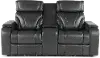 Arya Gray Power Reclining Loveseat with Power Headrests, Massage and Console