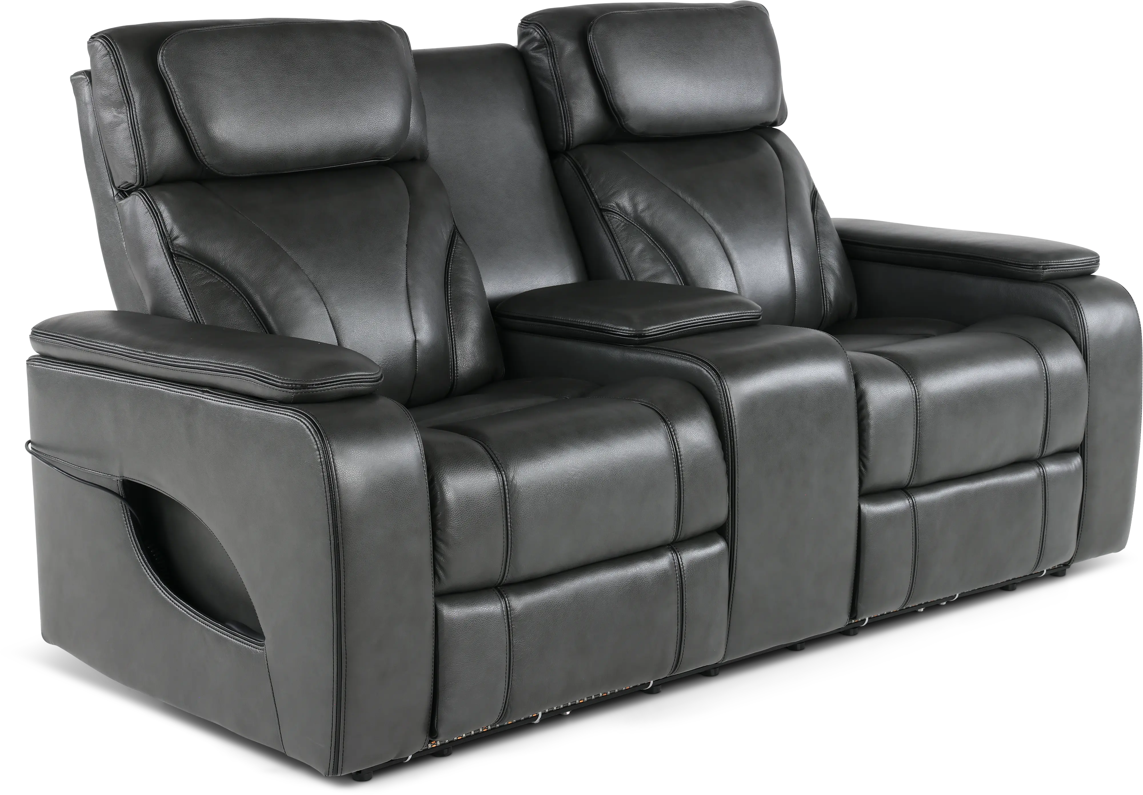 Arya Gray Power Reclining Loveseat with Power Headrests, Massage and Console-4