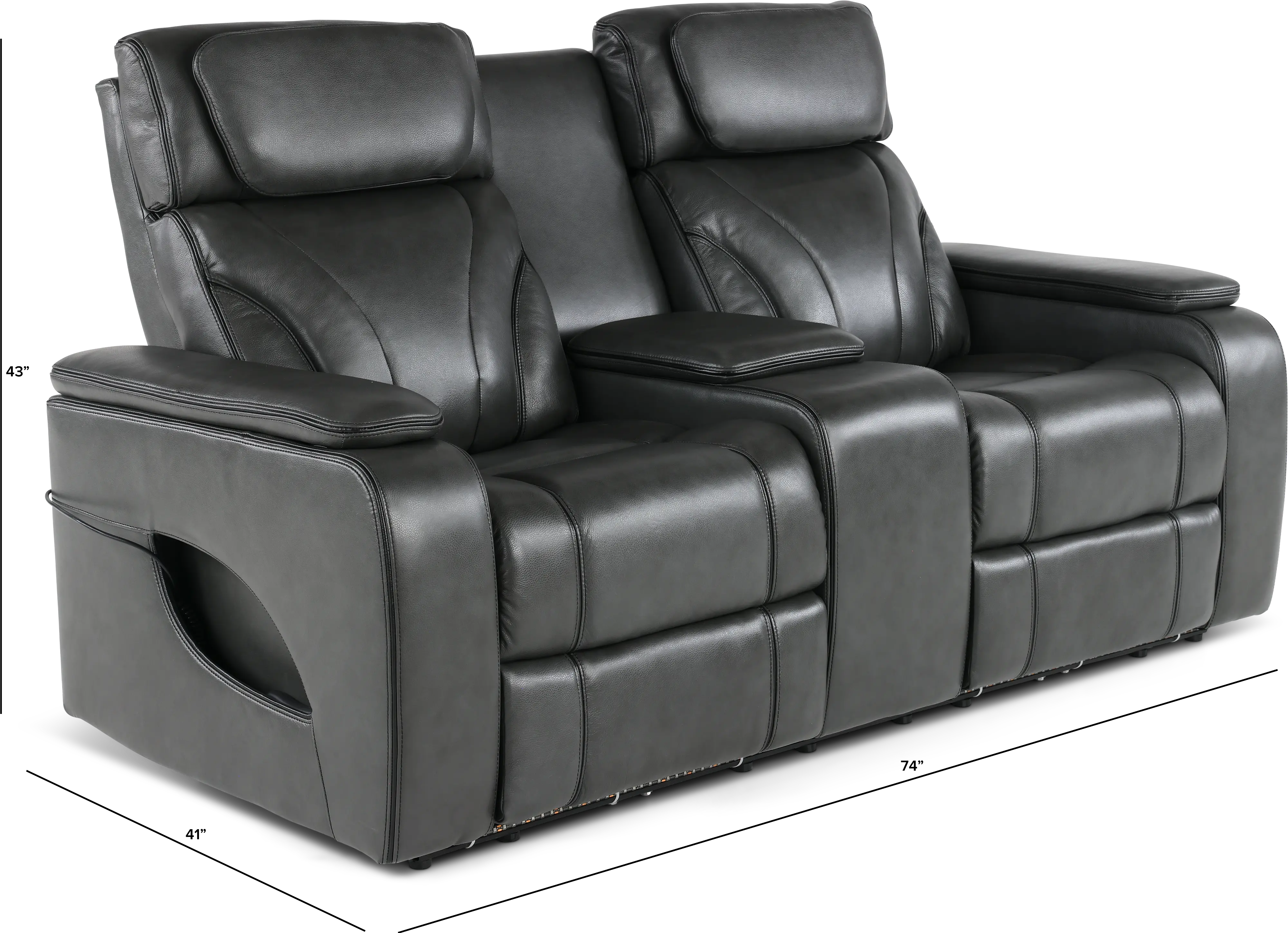 Arya Gray Power Reclining Loveseat with Power Headrests, Massage and Console-3