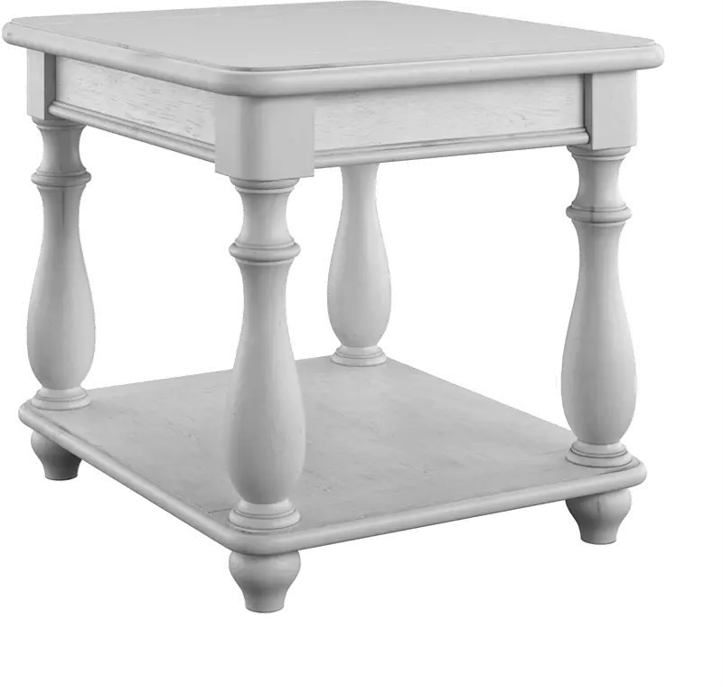 Newhaven Weathered White Square End Table