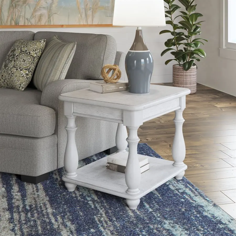Newhaven Weathered White Square End Table-3