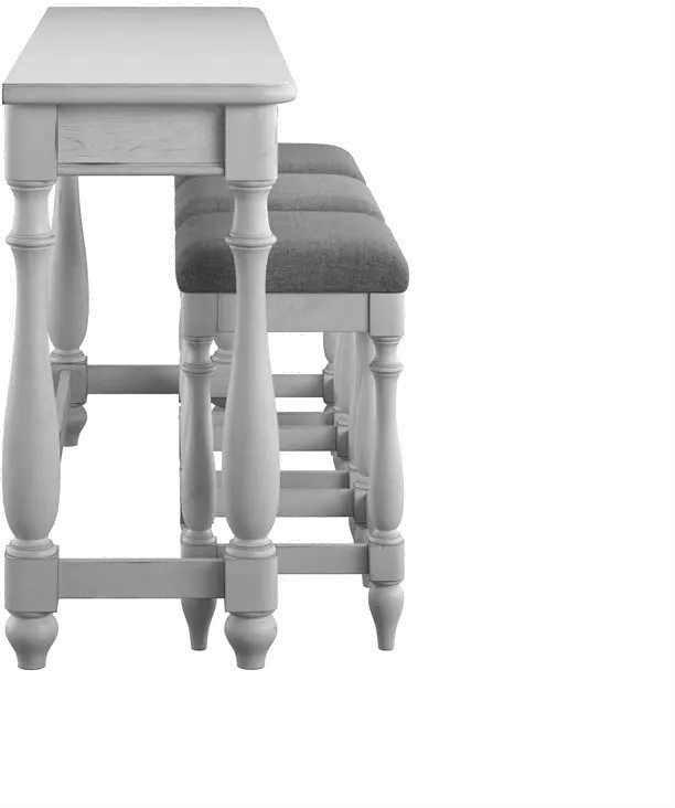 Newhaven Weathered White Sofa Table and Stool Set-5