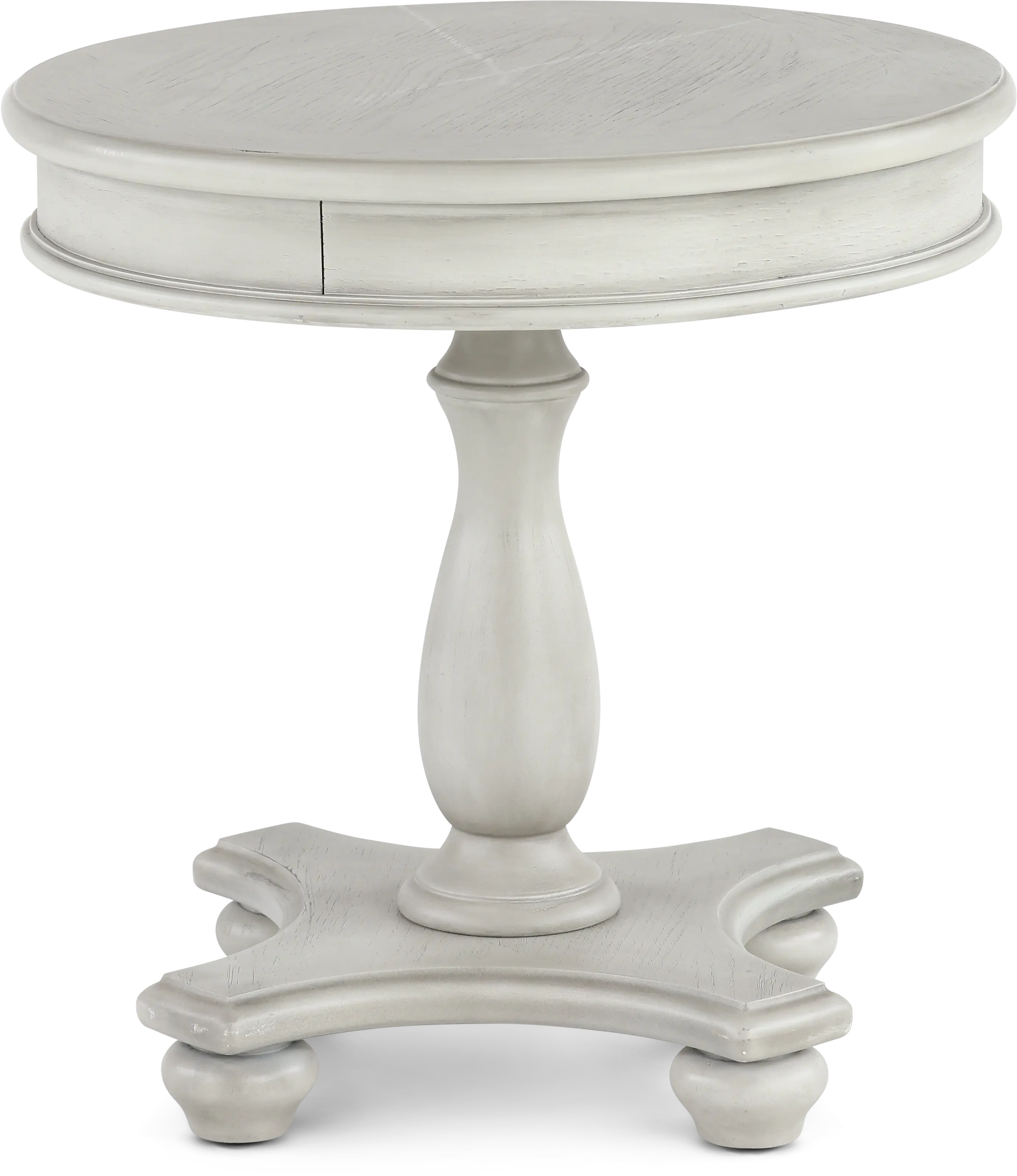 Newhaven Weathered White Round End Table-1
