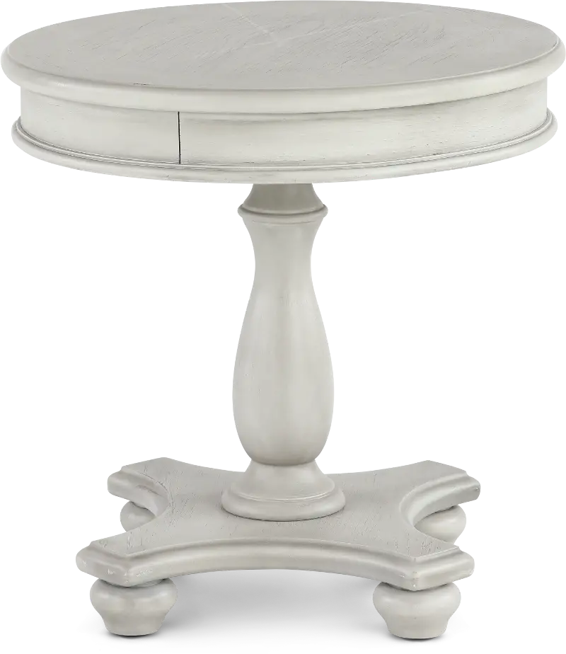 Newhaven Weathered White Round End Table