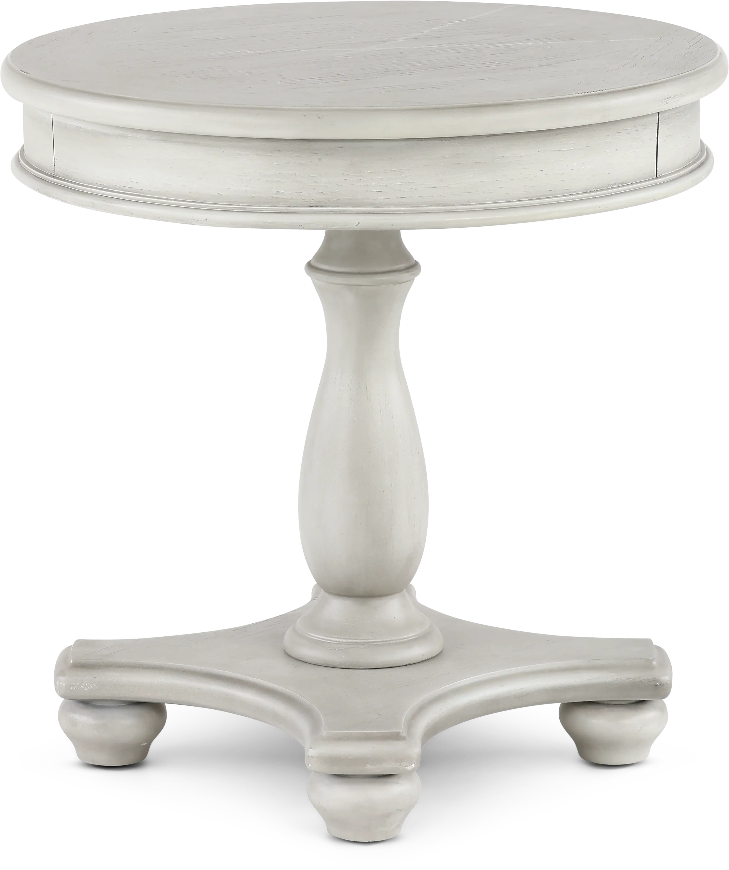 Newhaven Weathered White Round End Table-3