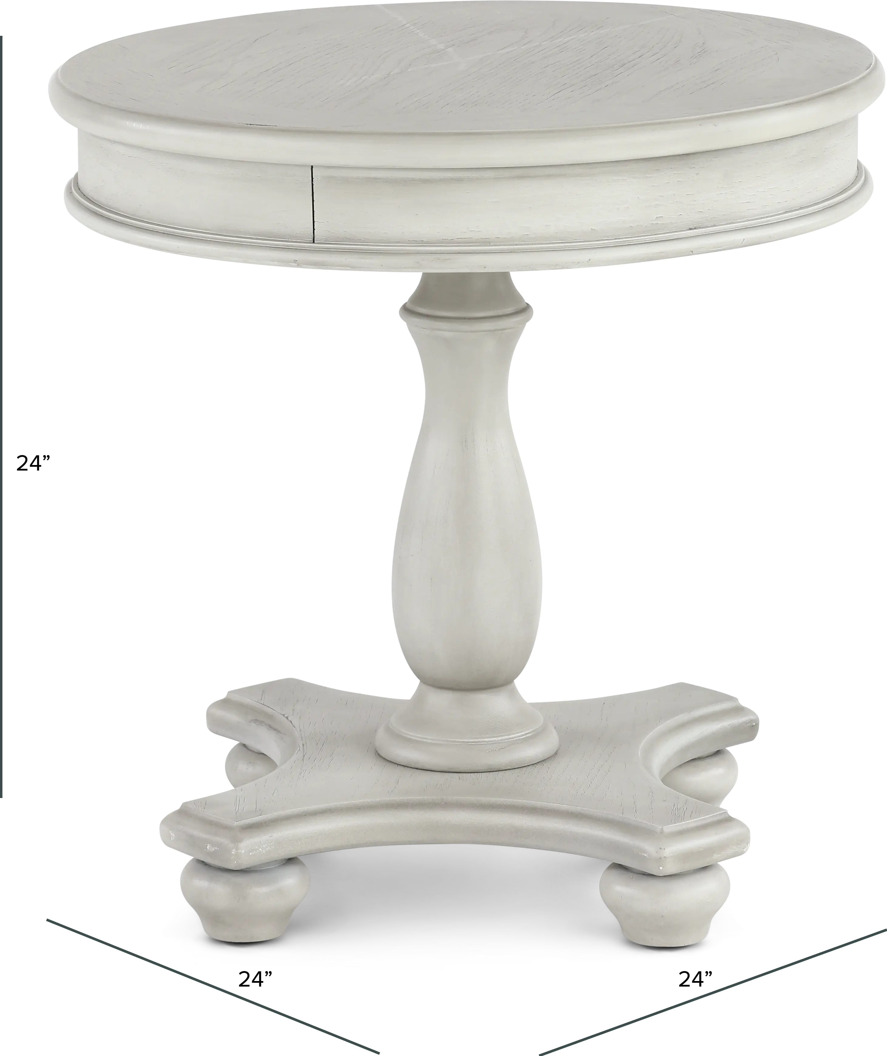 Newhaven Weathered White Round End Table-4