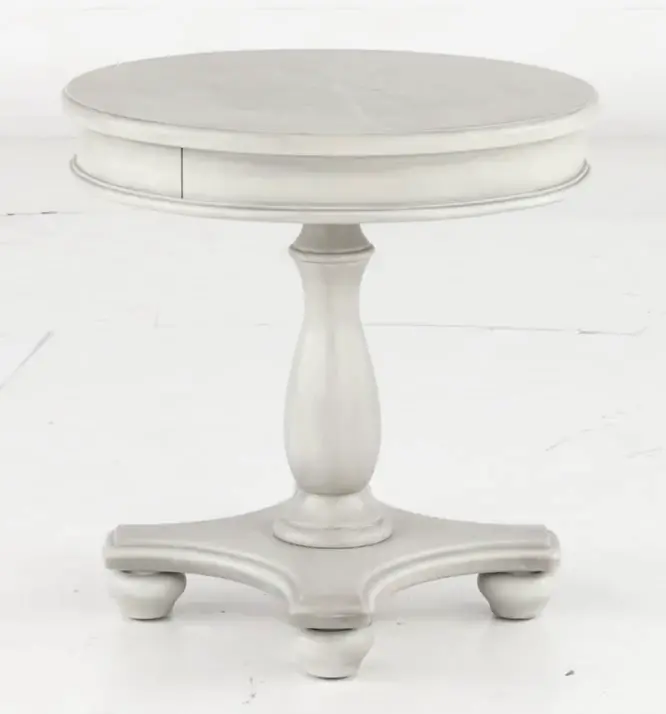 Newhaven Weathered White Round End Table-5